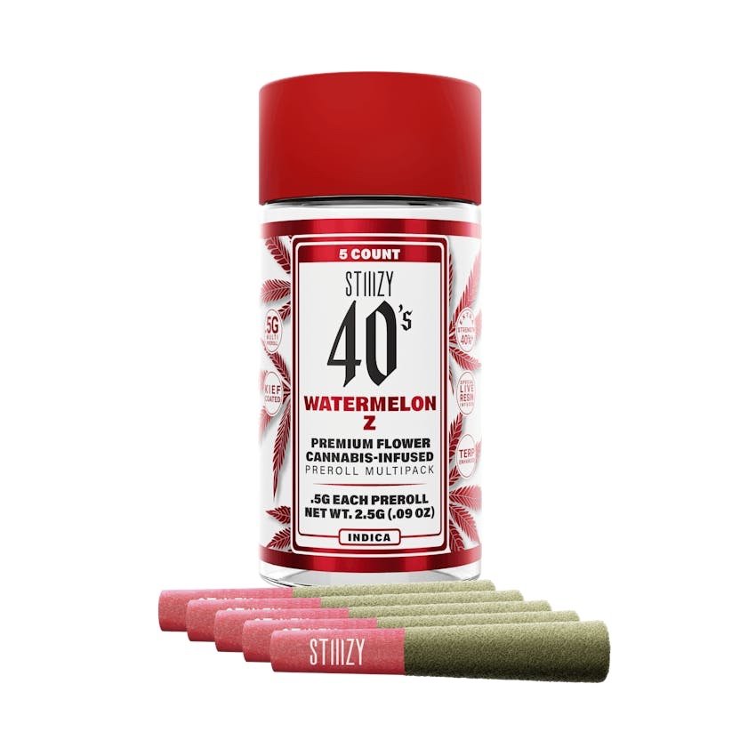 img_8487.jpeg STIIIZY
- WATERMELON Z - .5G 40's Infused Mini Preroll (5 joints) - Image 1