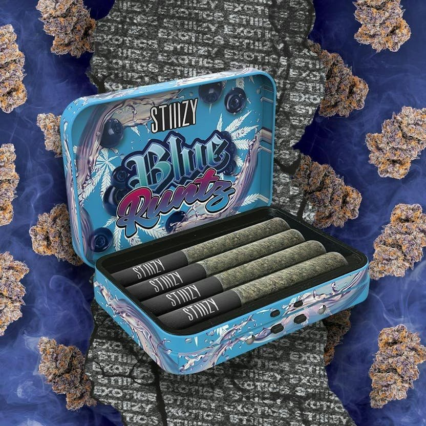 img_8490.jpeg STIIIZY
- BLUE RUNTZ - 3.5G Exotics Preroll 4 joints - Image 1