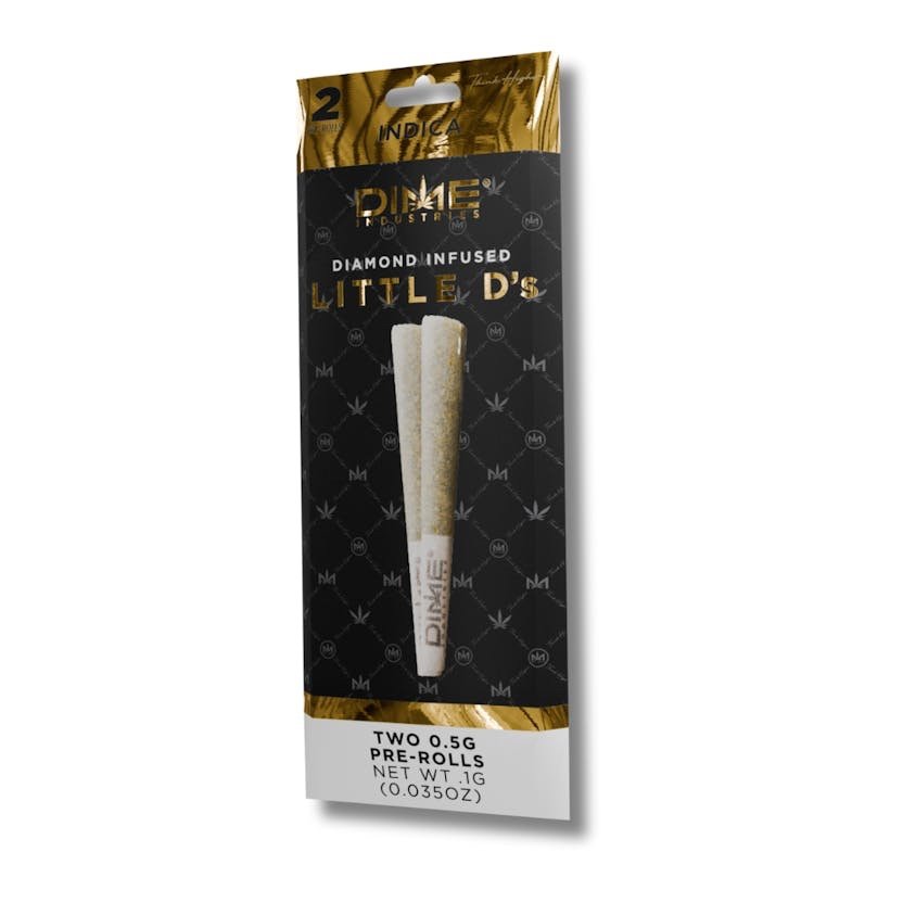 img_8535.jpeg Dime Industries
Trufflez Little D's Indica Pre-Rolls 2ct (1g) - Image 1