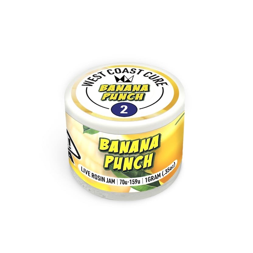 img_8591.jpeg West Coast Cure
Banana Punch Live Rosin Jam - Tier 2 - Image 1