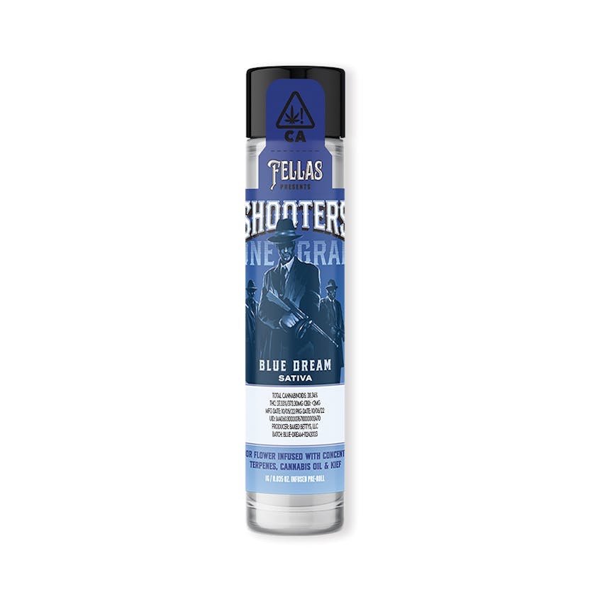 img_8620.jpeg THE SYNDICATE | FELLAS SHOOTERS INFUSED 1G - BLUE DREAM | hybrid - Image 1