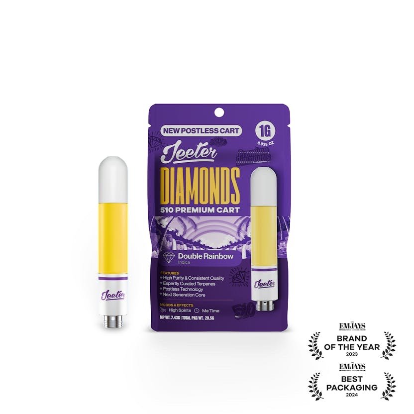 img_8661.jpeg Jeeter | Double Rainbow | Diamonds 510 Premium Cartridge | 1g - Image 1