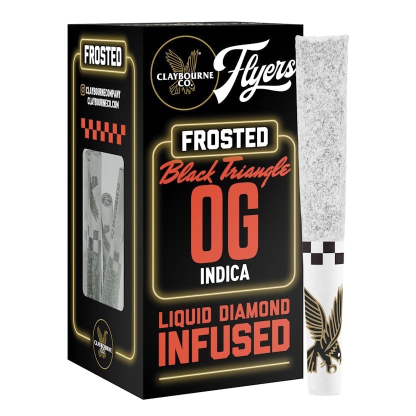img_8720.jpeg Claybourne Co.
Black Triangle OG (2.5g) - Diamond Frosted Flyers Pre-Rolls pack of 5 indica - Image 1