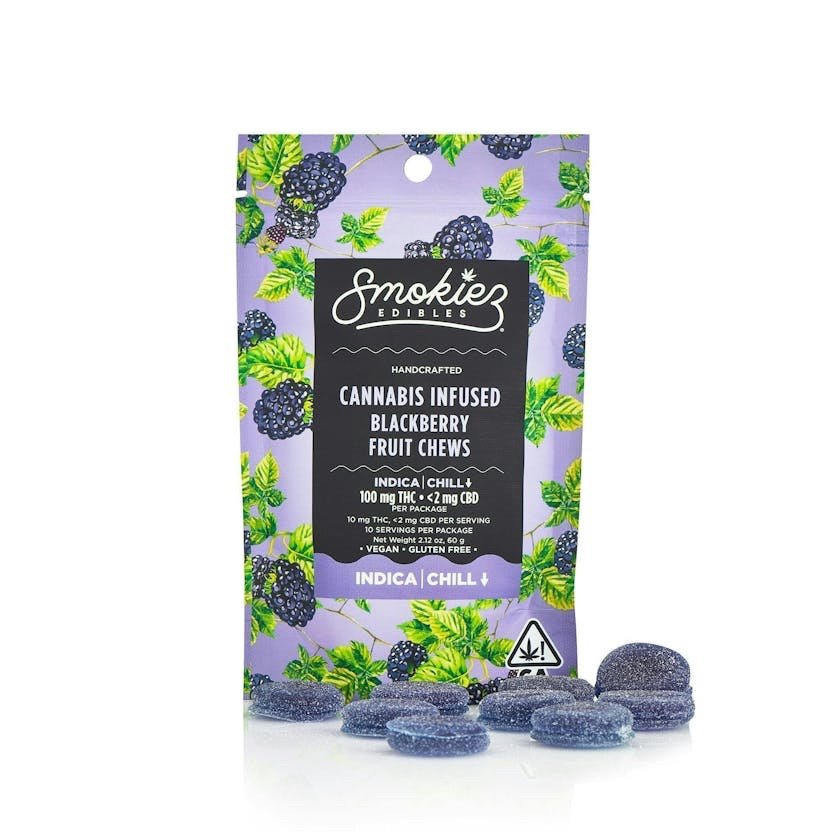 img_8742.jpeg Smokiez Edibles
Blackberry Fruit Chews | 100mg | 10ct | 100mg/ea - Image 1