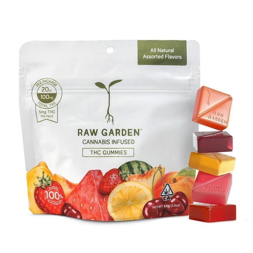 img_8783.jpeg Raw Garden
Raw Garden™ Assorted Flavors THC Gummies - 100mg - Image 1