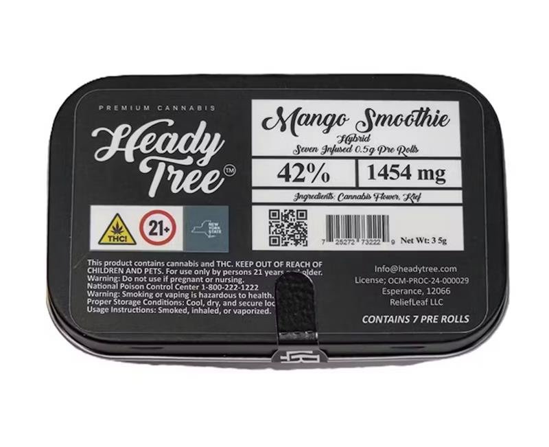 img_8837.jpeg Heady Tree mango smoothie Pre-Rolls (Pack of 7) Hybrid - Image 1